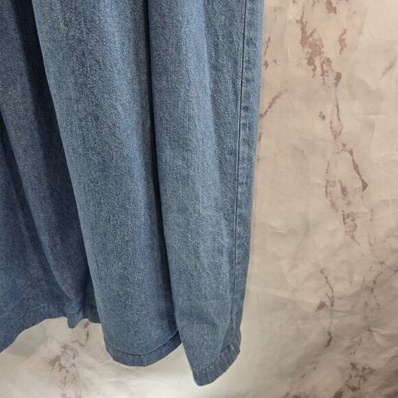 Vintage Denim Dress Womens Medium 90s Maxi Midi Chambray Jean Tank Modest Neiman - Picture 3 of 9